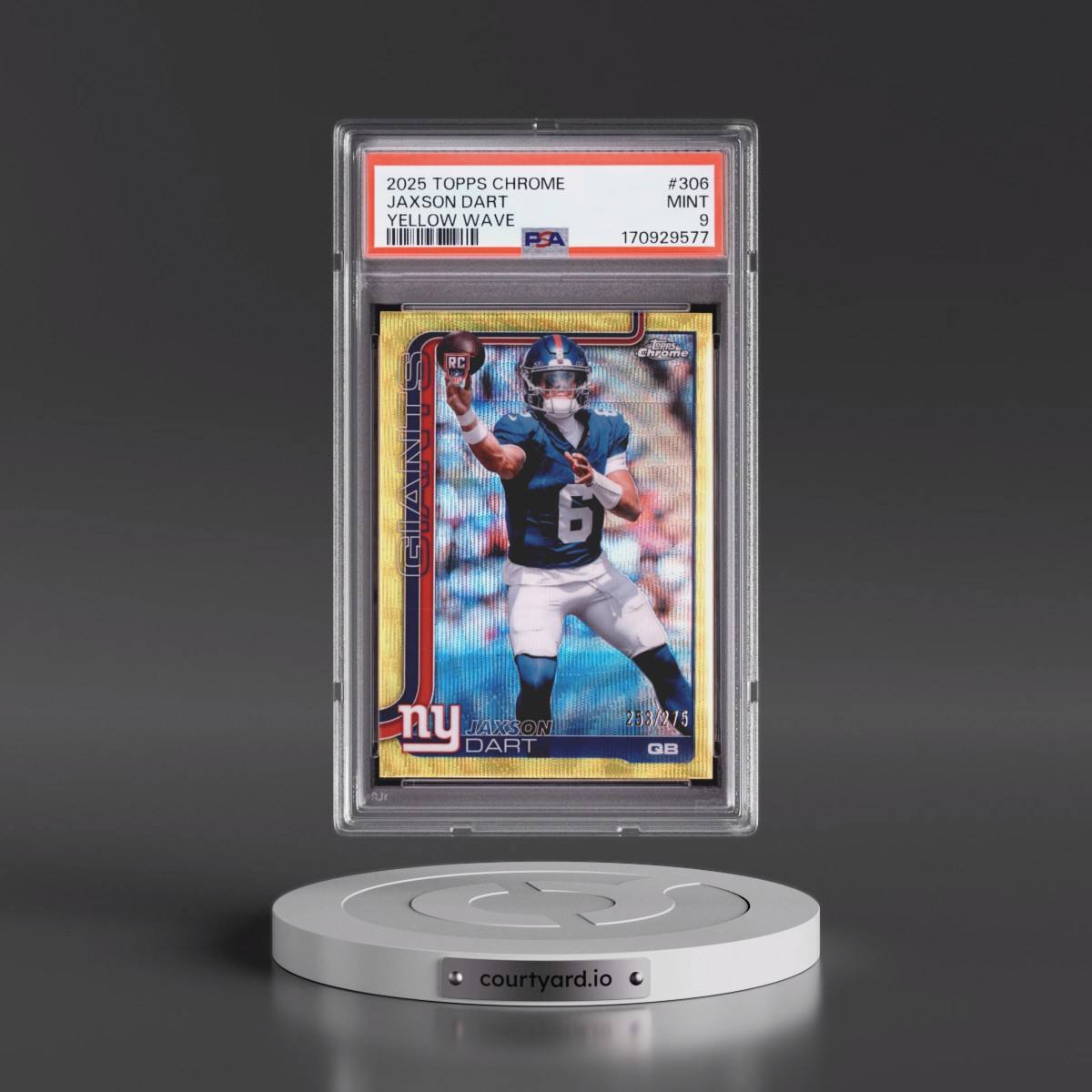 2025 Topps Chrome Jaxson Dart - Yellow Wave #306 PSA 9