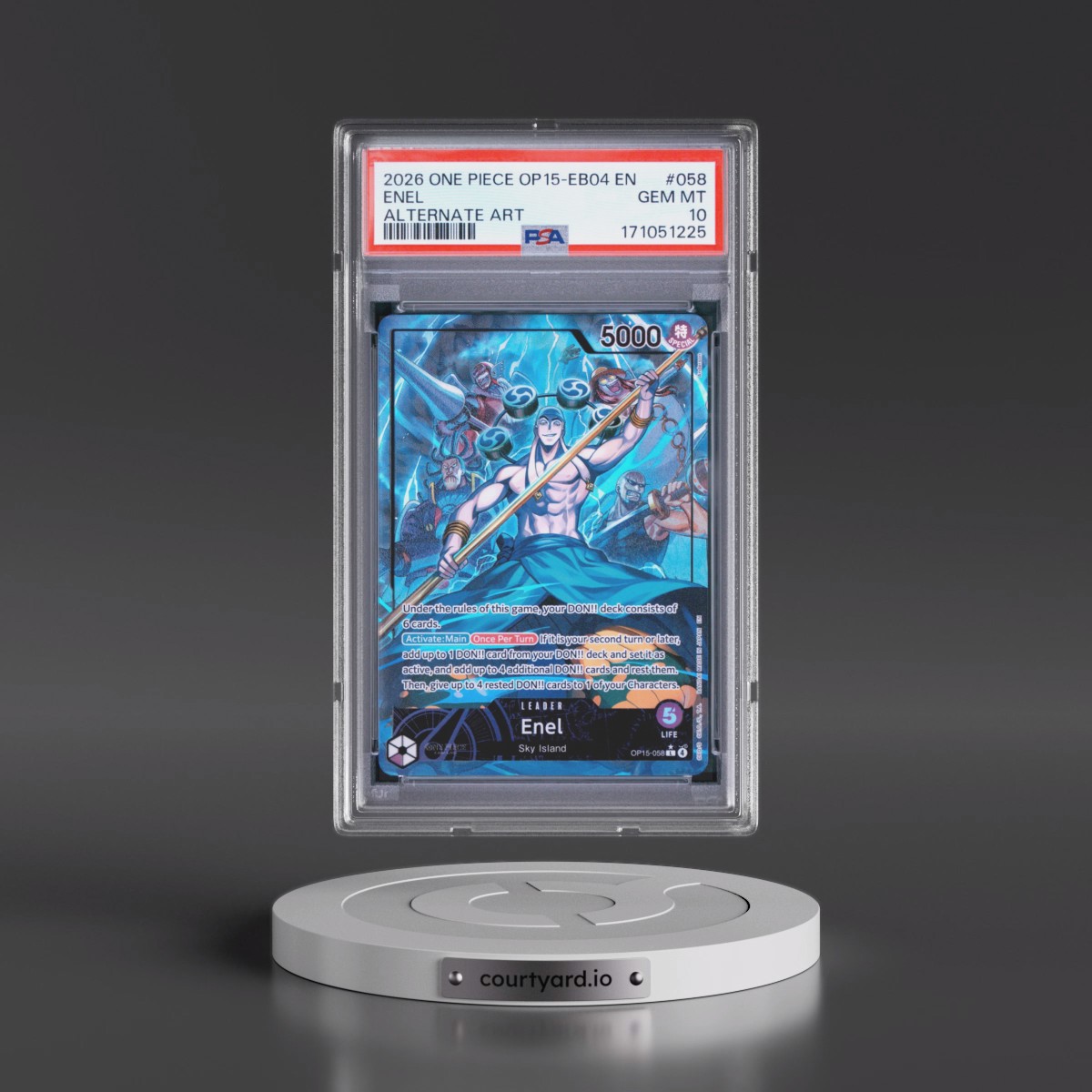 2026 One Piece OP15-EB04-Adventure on Kami's Island Enel - Alternate Art #058 PSA 10
