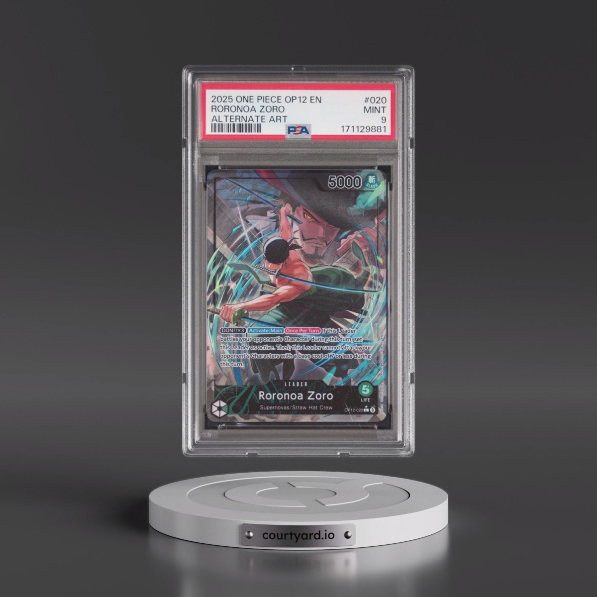 2025 One Piece OP12-Legacy of the Master Roronoa Zoro - Alternate Art #020 PSA 9