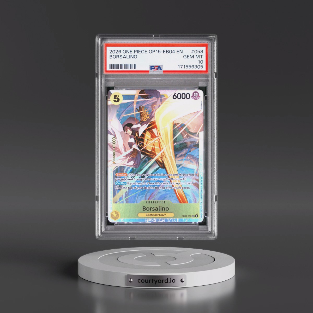2026 One Piece OP15-EB04-Adventure on Kami's Island Borsalino #058 PSA 10