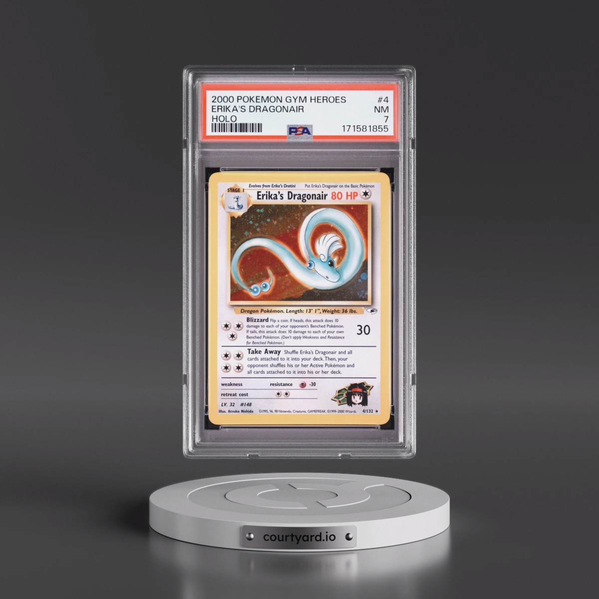 2000 Pokémon Gym Heroes Erika's Dragonair - Holo #4 PSA 7
