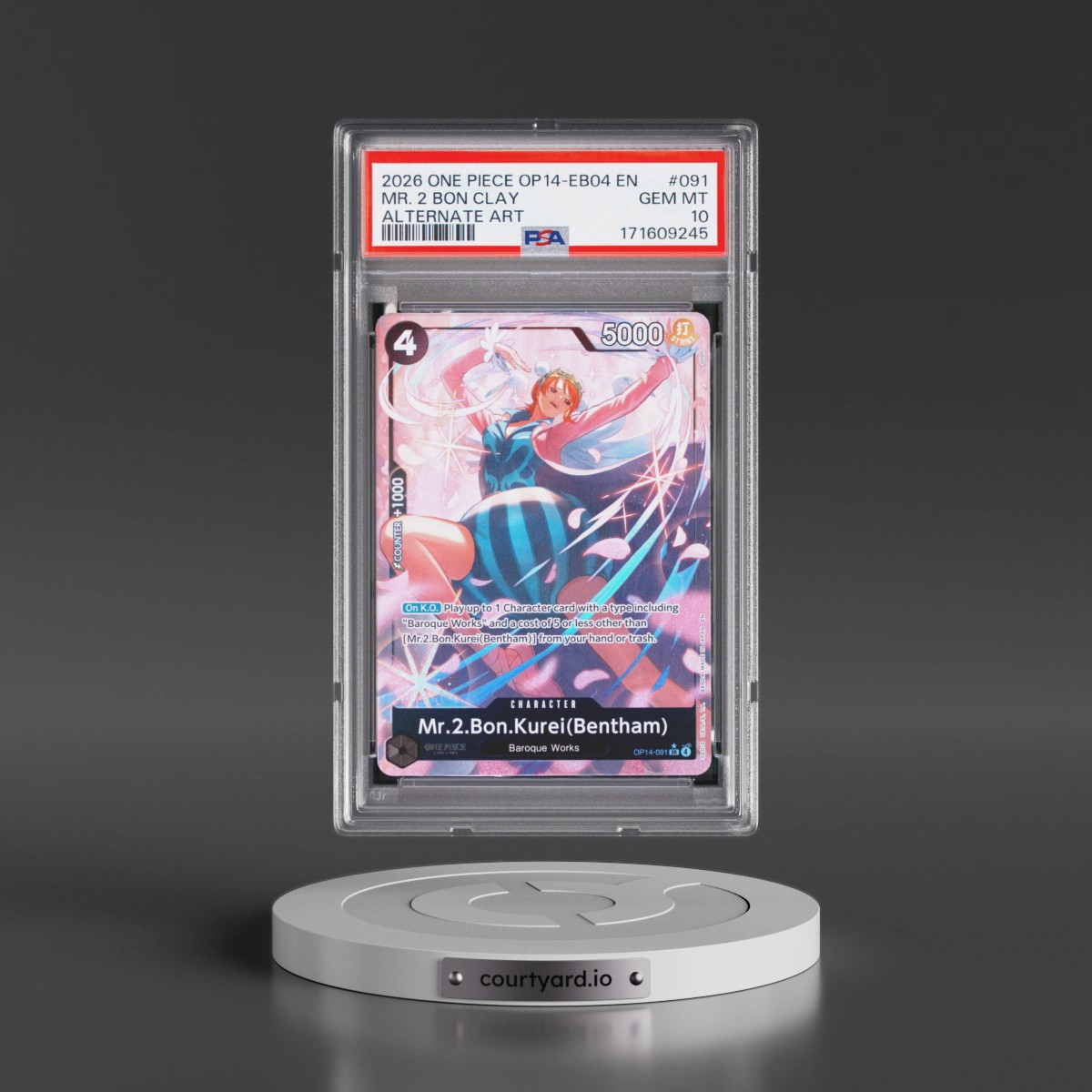 2026 One Piece OP14-EB04-the Azure Sea's Seven #091 Mr. 2 Bon Clay - Alternate Art (PSA 10 GEM MINT)