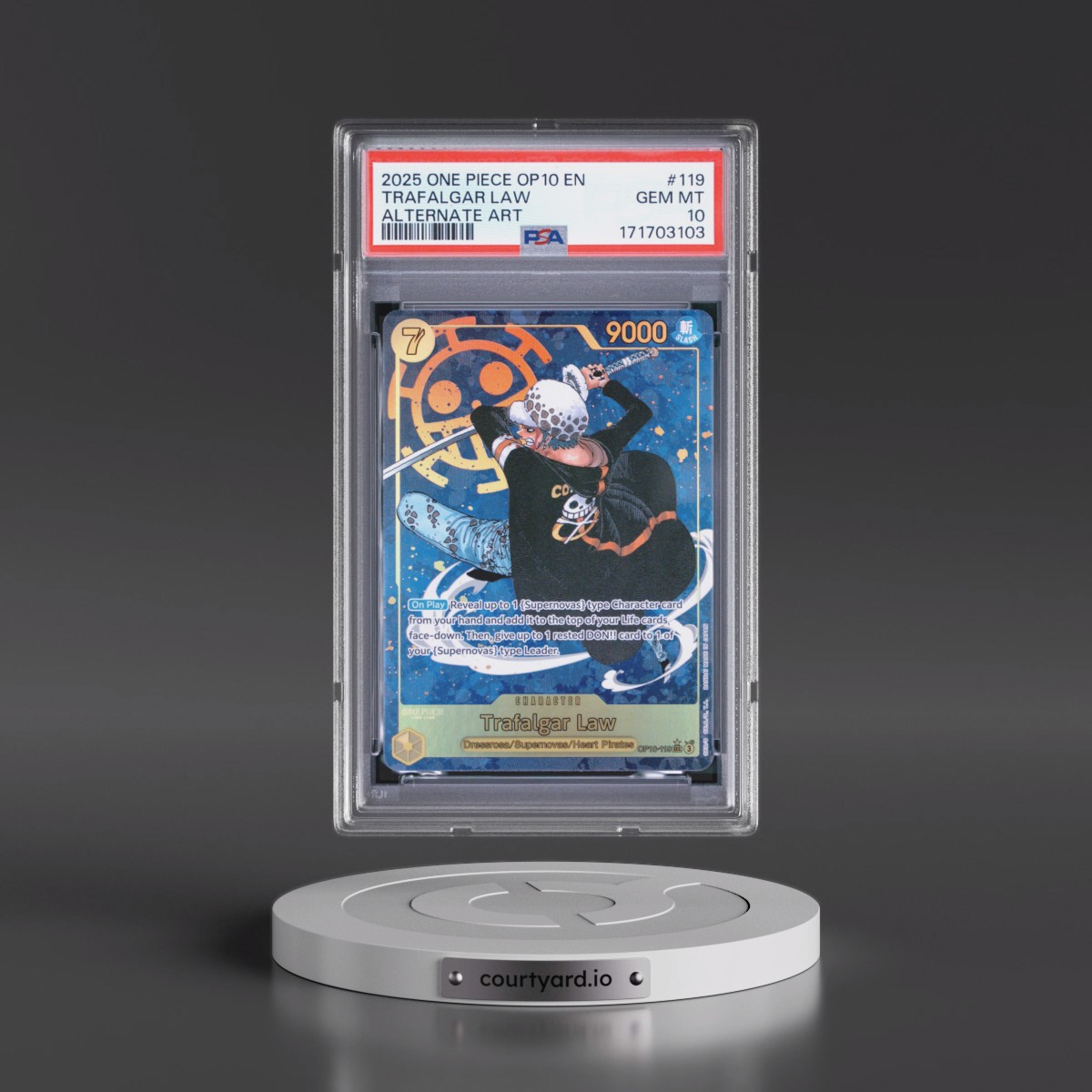 2025 One Piece OP10-Royal Blood #119 Trafalgar Law - Alternate Art (PSA 10 GEM MINT)
