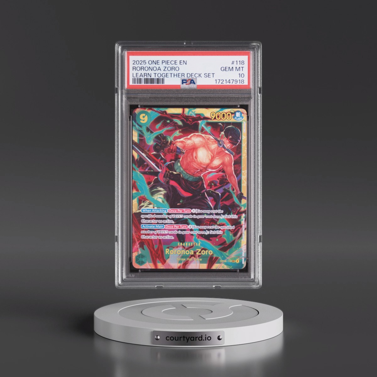 2025 One Piece Learn Together Deck Set #118 Roronoa Zoro (PSA 10 GEM MINT)
