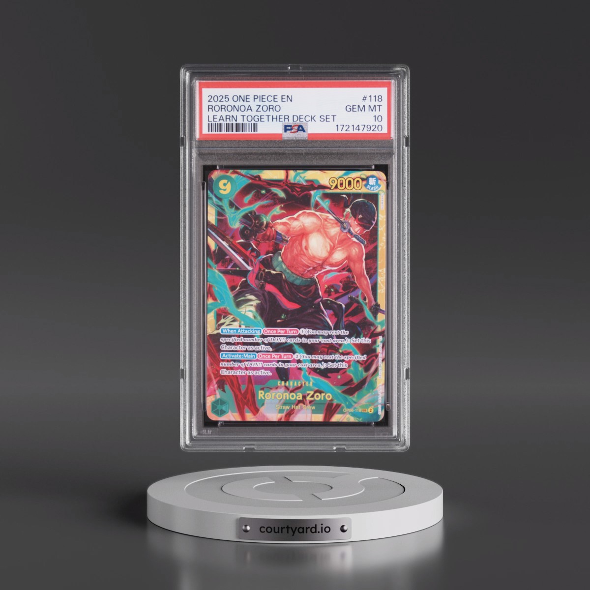 2025 One Piece Learn Together Deck Set #118 Roronoa Zoro (PSA 10 GEM MINT)