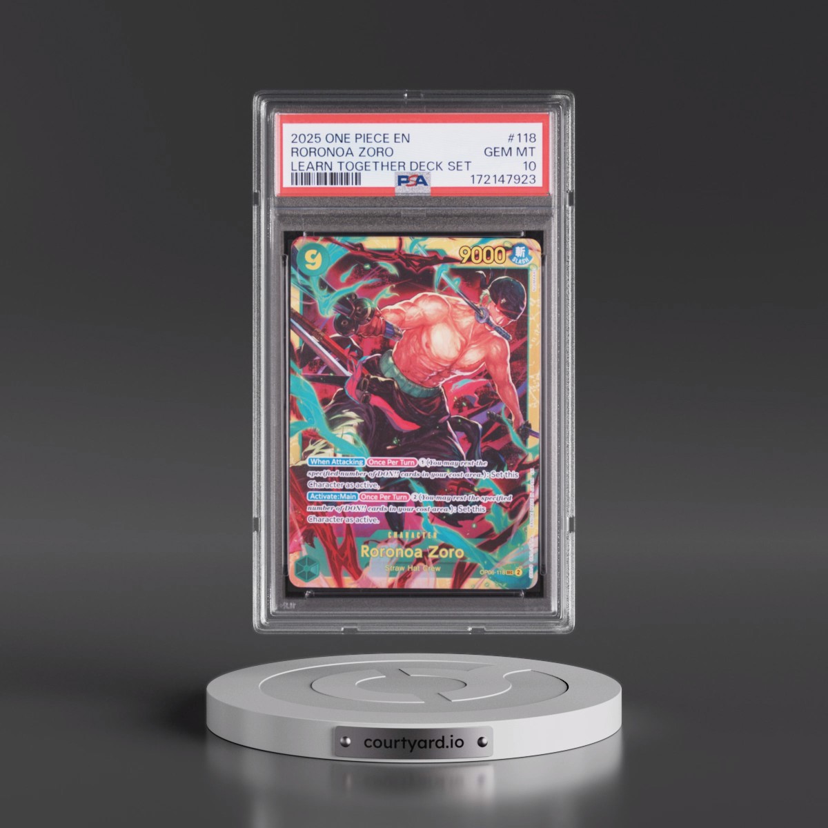 2025 One Piece Learn Together Deck Set #118 Roronoa Zoro (PSA 10 GEM MINT)
