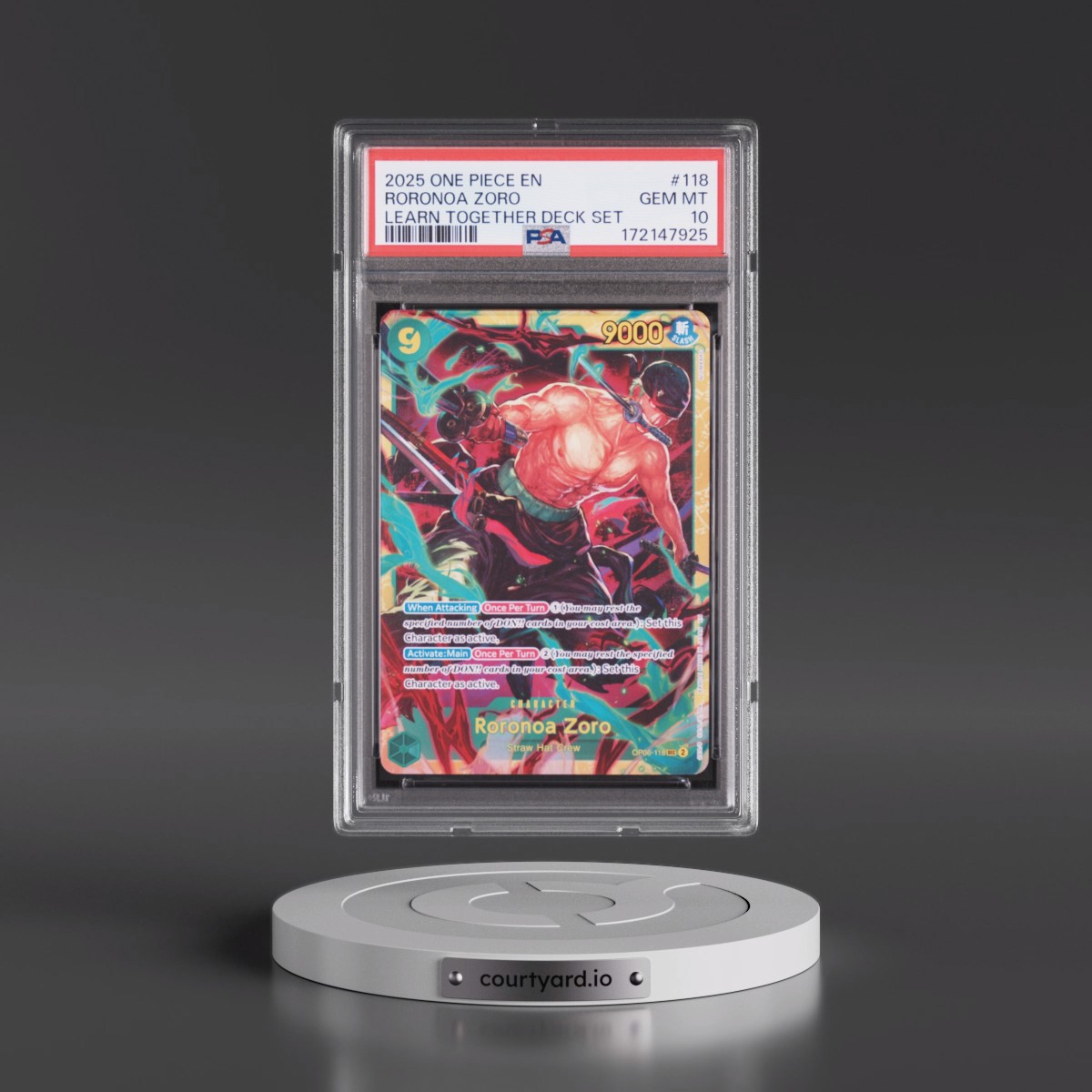 2025 One Piece Learn Together Deck Set #118 Roronoa Zoro (PSA 10 GEM MINT)