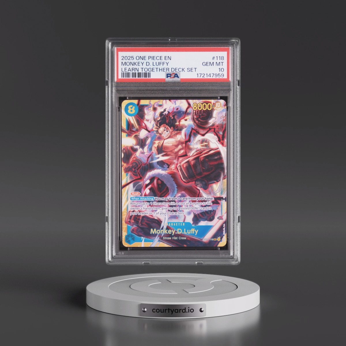2025 One Piece Learn Together Deck Set #118 Monkey D. Luffy (PSA 10 GEM MINT)