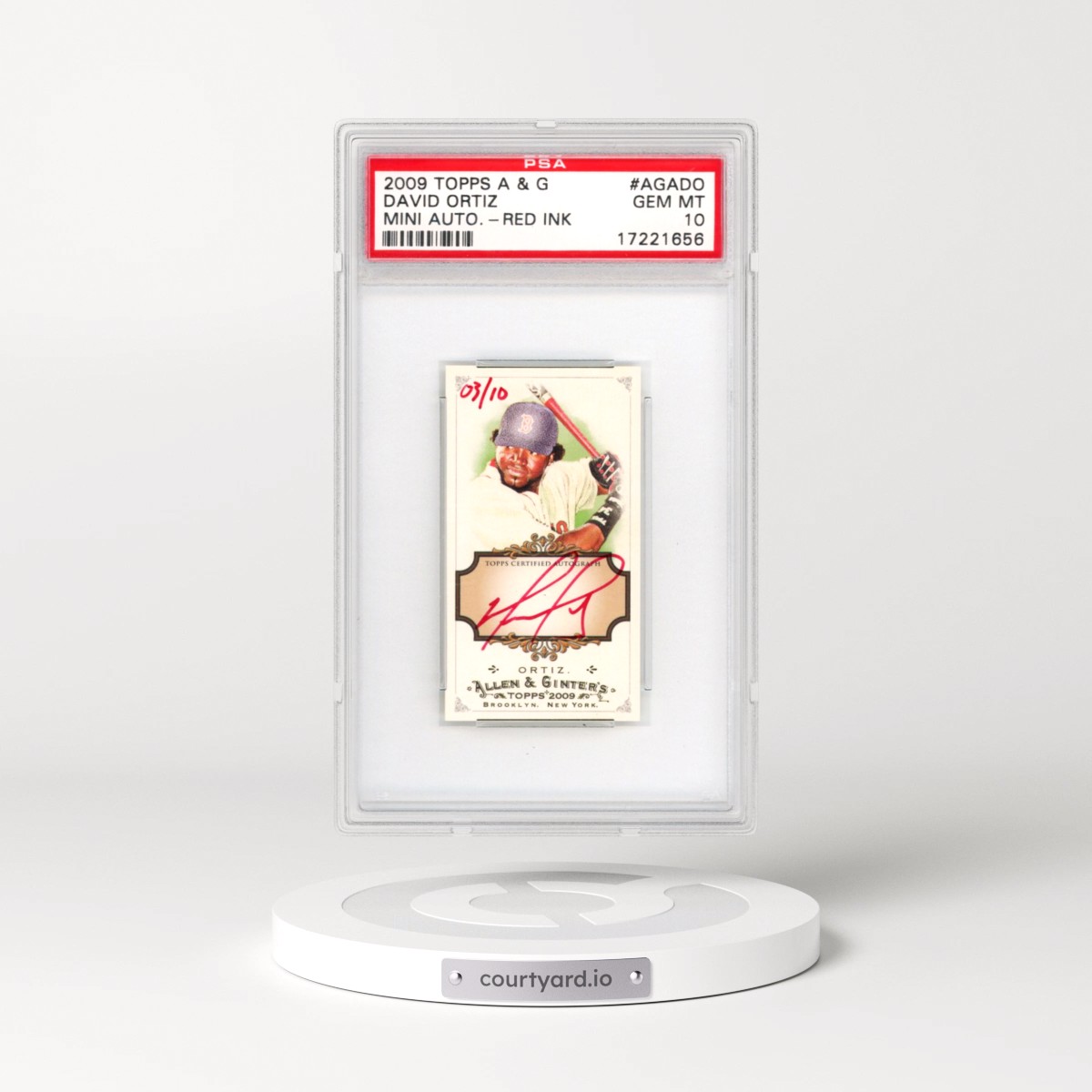 2009 Topps Allen & Ginter Autographs-Red Ink #AGADO David Ortiz - Mini-Red Ink (PSA 10 GEM MINT)