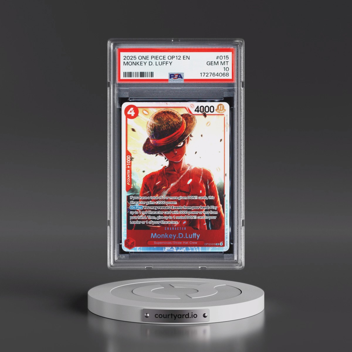 2025 One Piece OP12-Legacy of the Master #015 Monkey D. Luffy (PSA 10 GEM MINT)