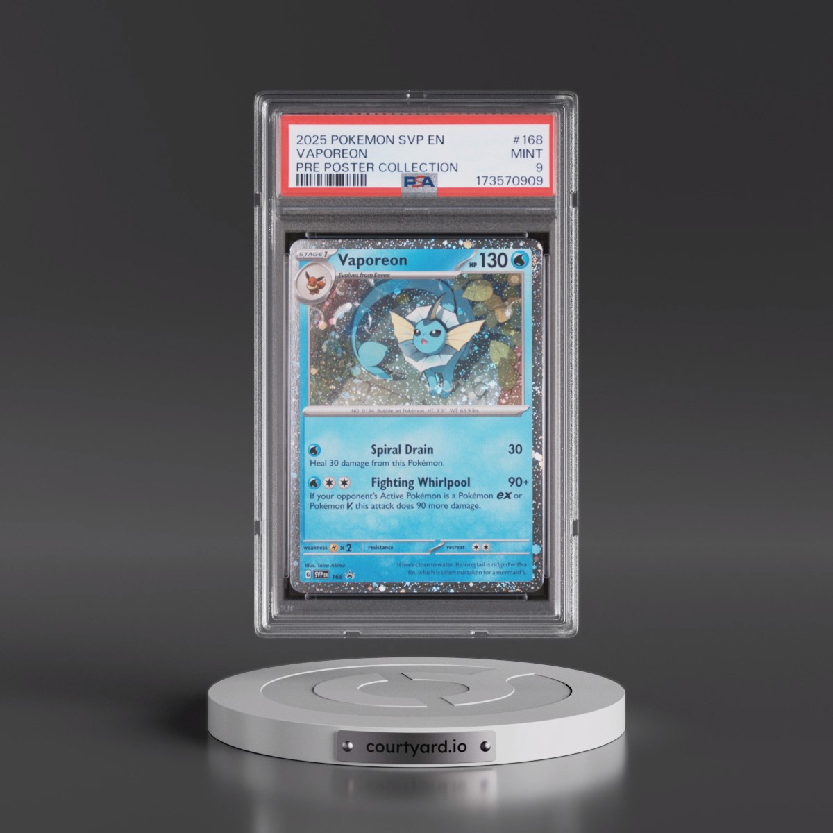 2025 Pokémon Svp EN-SV Black Star Promo #168 Vaporeon - Prismatic Evolutions Poster Collection (PSA 9 MINT)