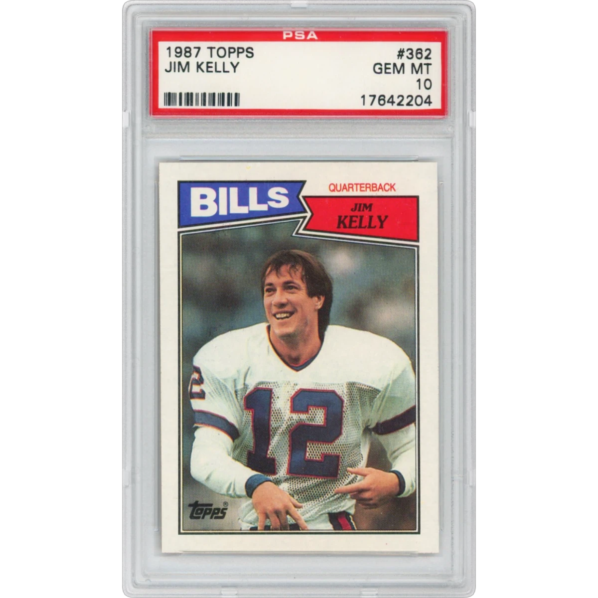 1987 Topps #362 Jim Kelly (PSA 10 GEM MINT)