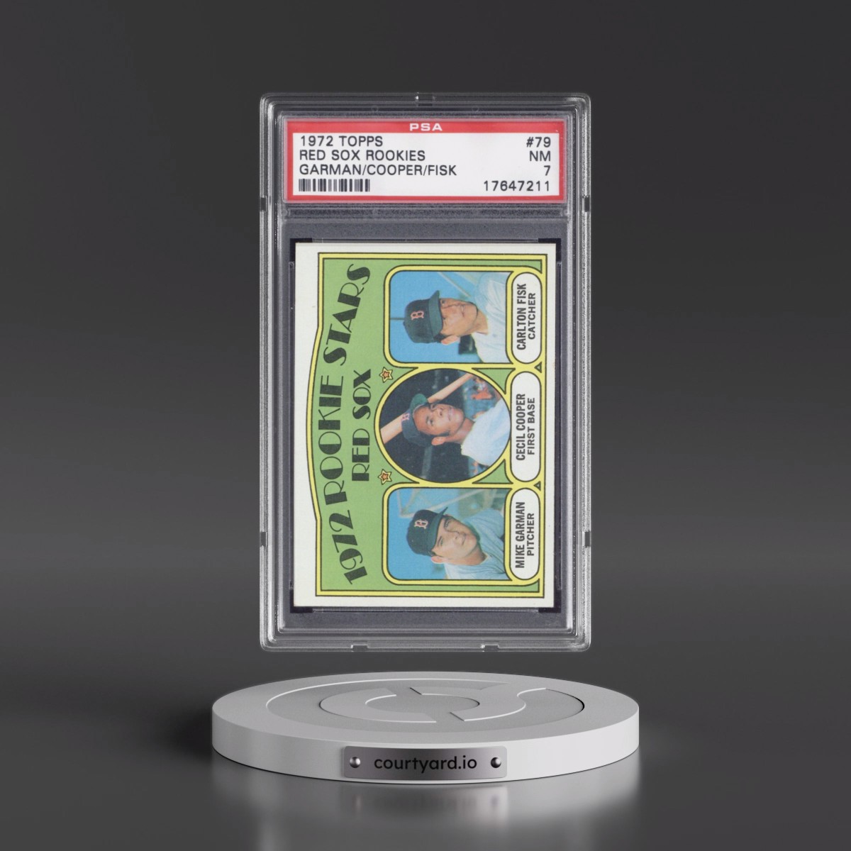 1972 Topps #79 Red Sox Rookies - Garman/Cooper/Fisk (PSA 7 NM)
