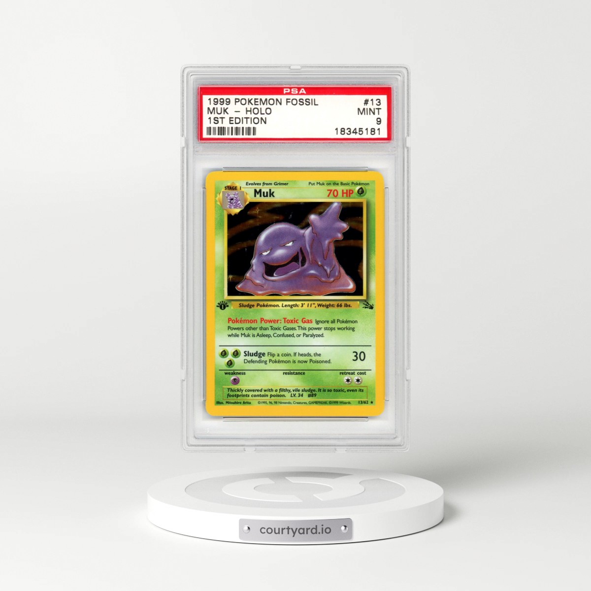1999 Pokémon Fossil #13 Muk - 1st Edition Holo (PSA 9 MINT)