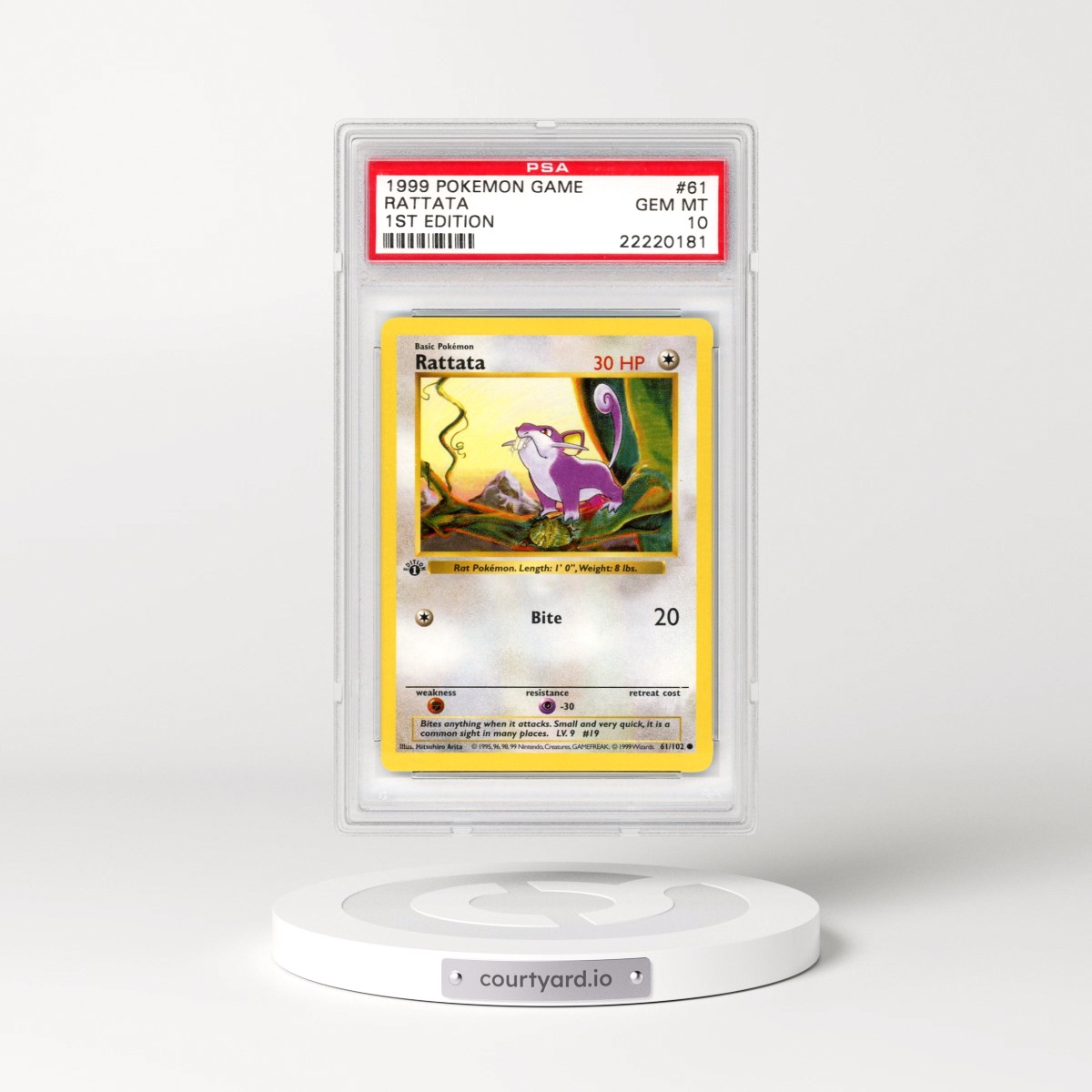 1999 Pokémon Game #61 Rattata - 1st Edition (PSA 10 GEM MINT)