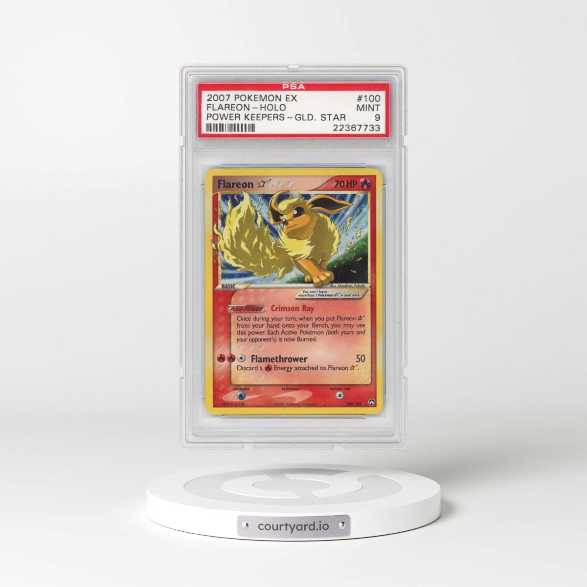 2007 Pokémon EX Power Keepers #100 Flareon - Holo Gold Star (PSA 9 MINT)