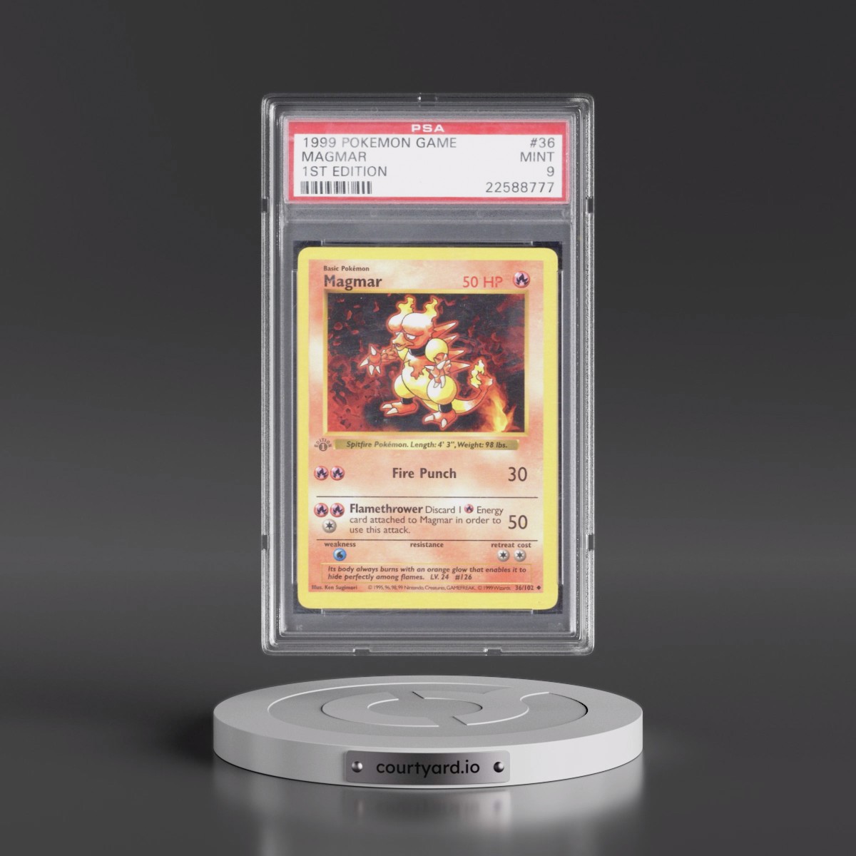 1999 Pokémon Game #36 Magmar - 1st Edition (PSA 9 MINT)