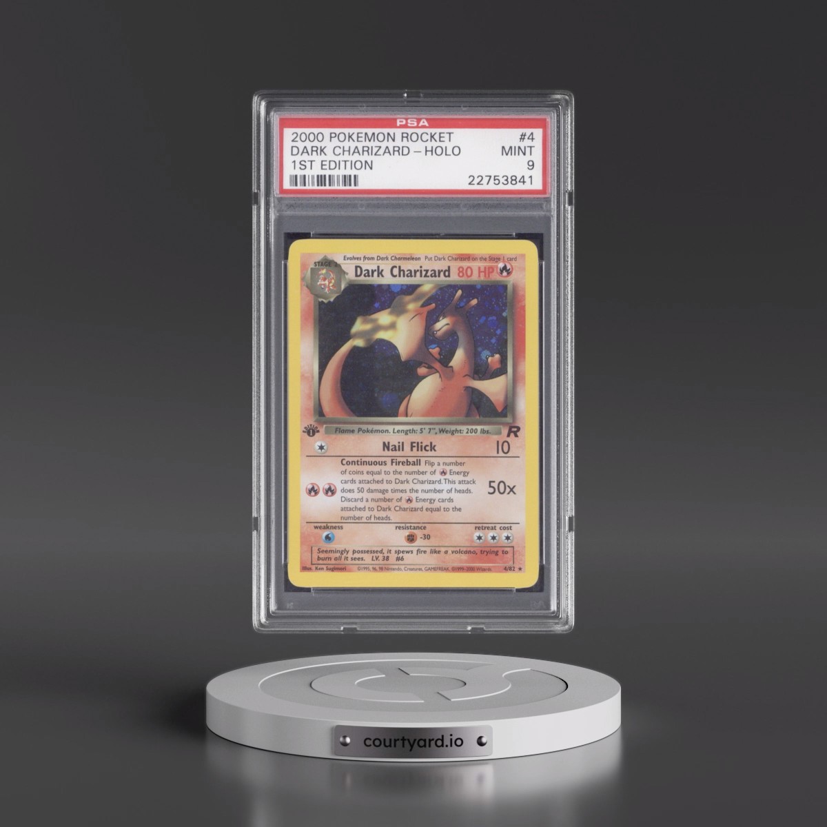 2000 Pokémon Rocket #4 Dark Charizard - 1st Edition Holo (PSA 9 MINT)