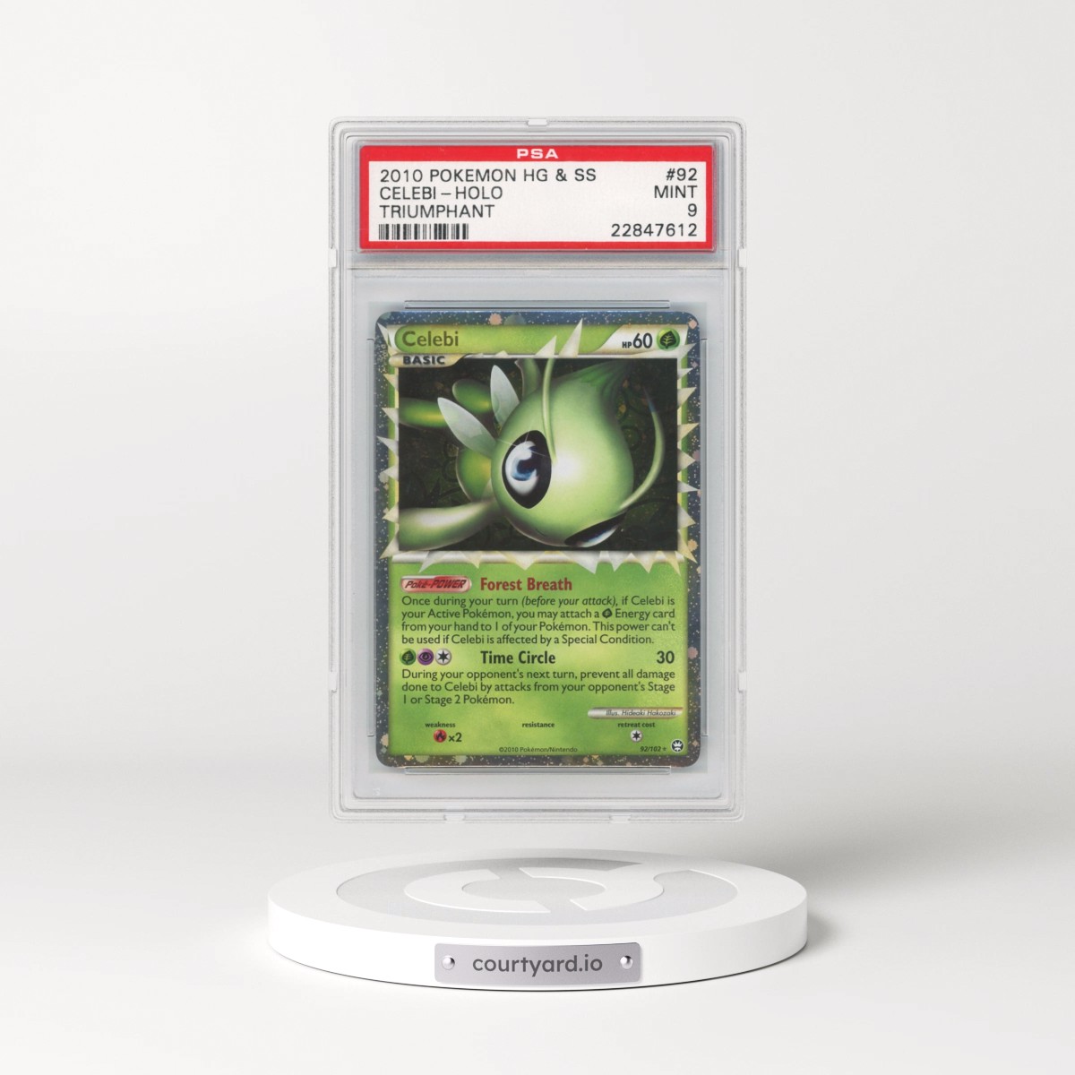 2010 Pokémon Heartgold & Soulsilver Triumphant #92 Celebi - Holo (PSA 9 MINT)