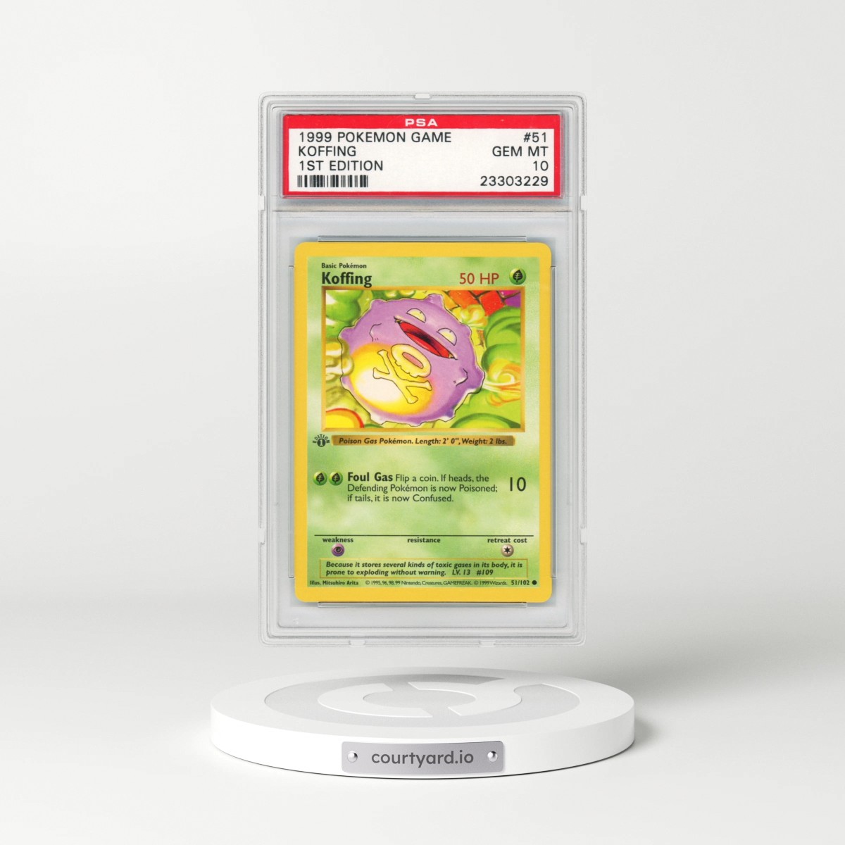 1999 Pokémon Game #51 Koffing - 1st Edition (PSA 10 GEM MINT)