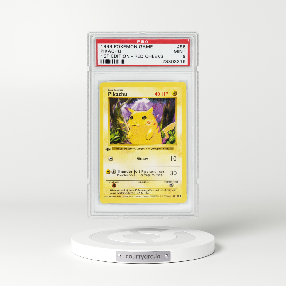 1999 Base Set #58 Red Cheeks Pikachu - 1st Edition Shadowless (PSA 9 MINT)