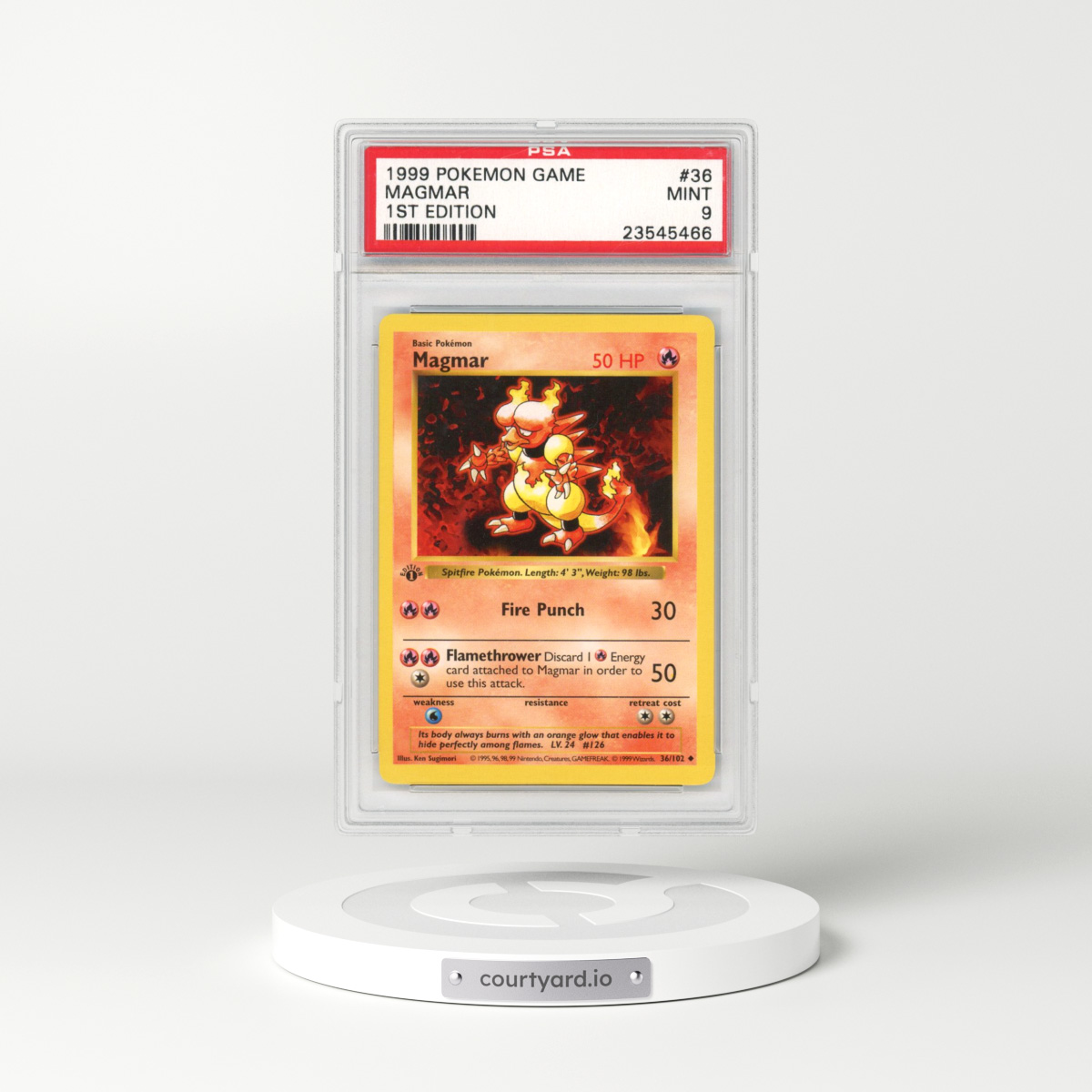 1999 Base Set #36 Magmar - 1st Edition (PSA 9 MINT)