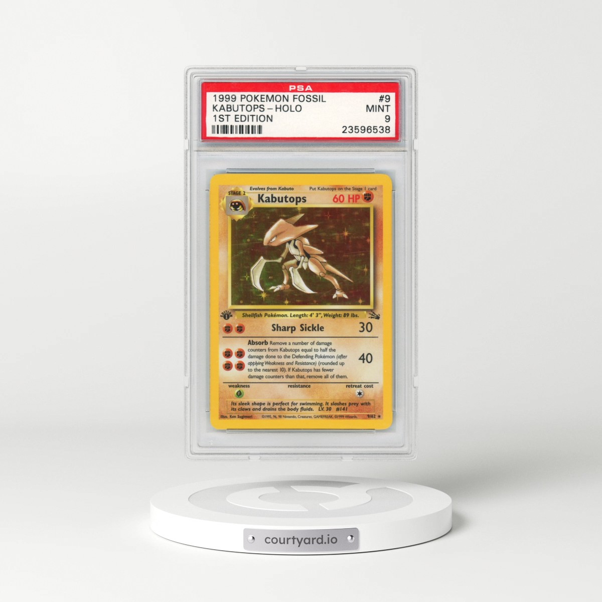 1999 Pokémon Fossil #9 Kabutops - 1st Edition Holo (PSA 9 MINT)