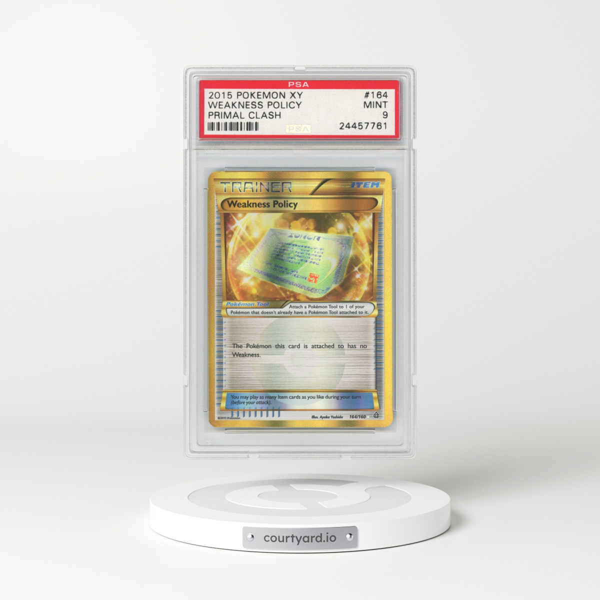 2015 Primal Clash #164 Weakness Policy - Holo (PSA 9 MINT)