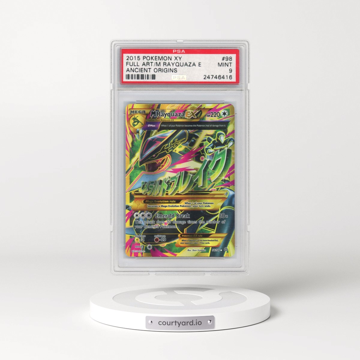 2015 Pokémon XY Ancient Origins #98 M Rayquaza EX - Holo Full Art (PSA 9 MINT)