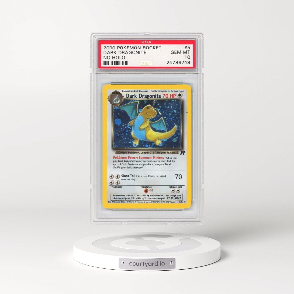 2000 Pokémon Rocket #5 Dark Dragonite - No Holo (PSA 10 GEM MINT)