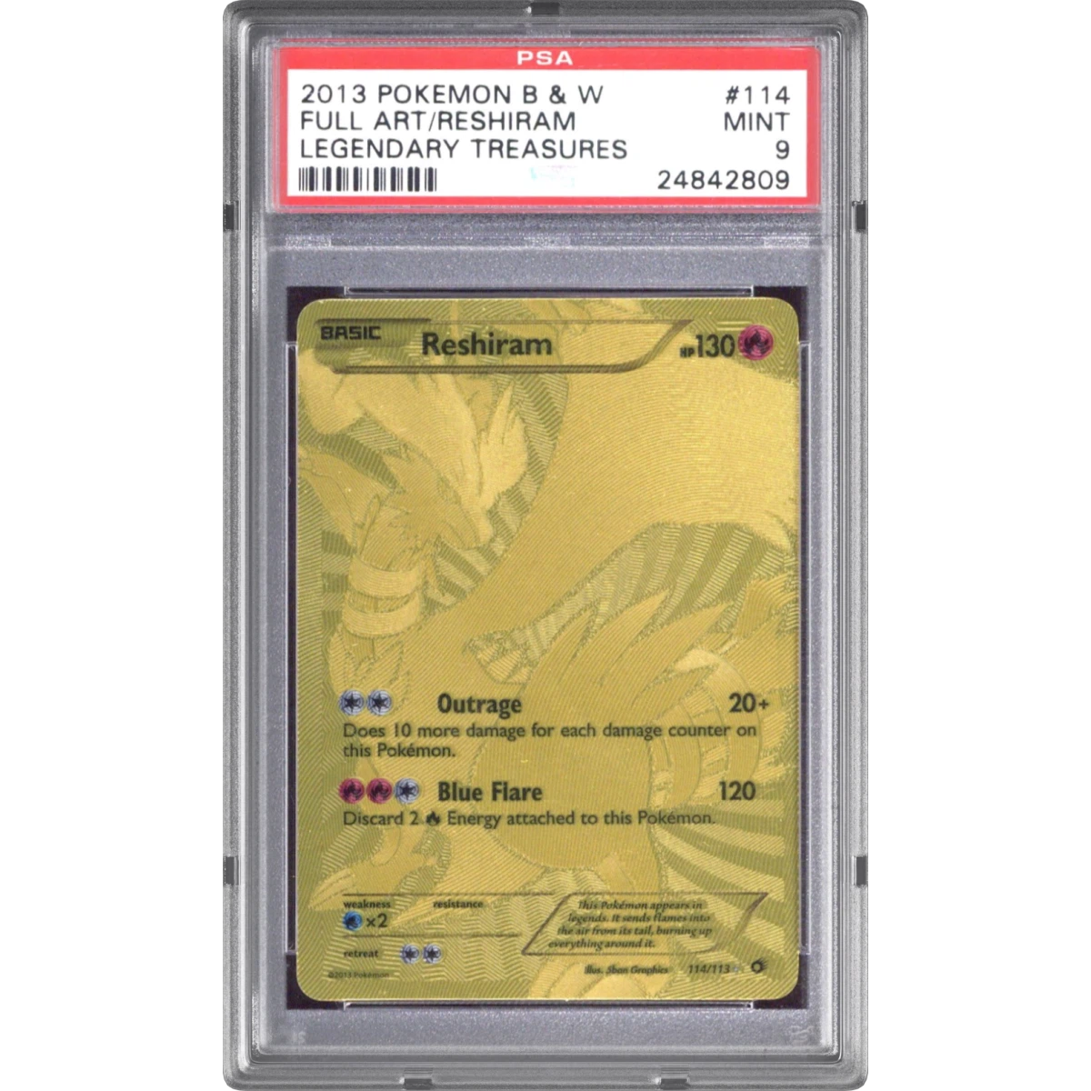 2013 Pokémon Black & White Legendary Treasures #114 Reshiram - Full Art (PSA 9 MINT)