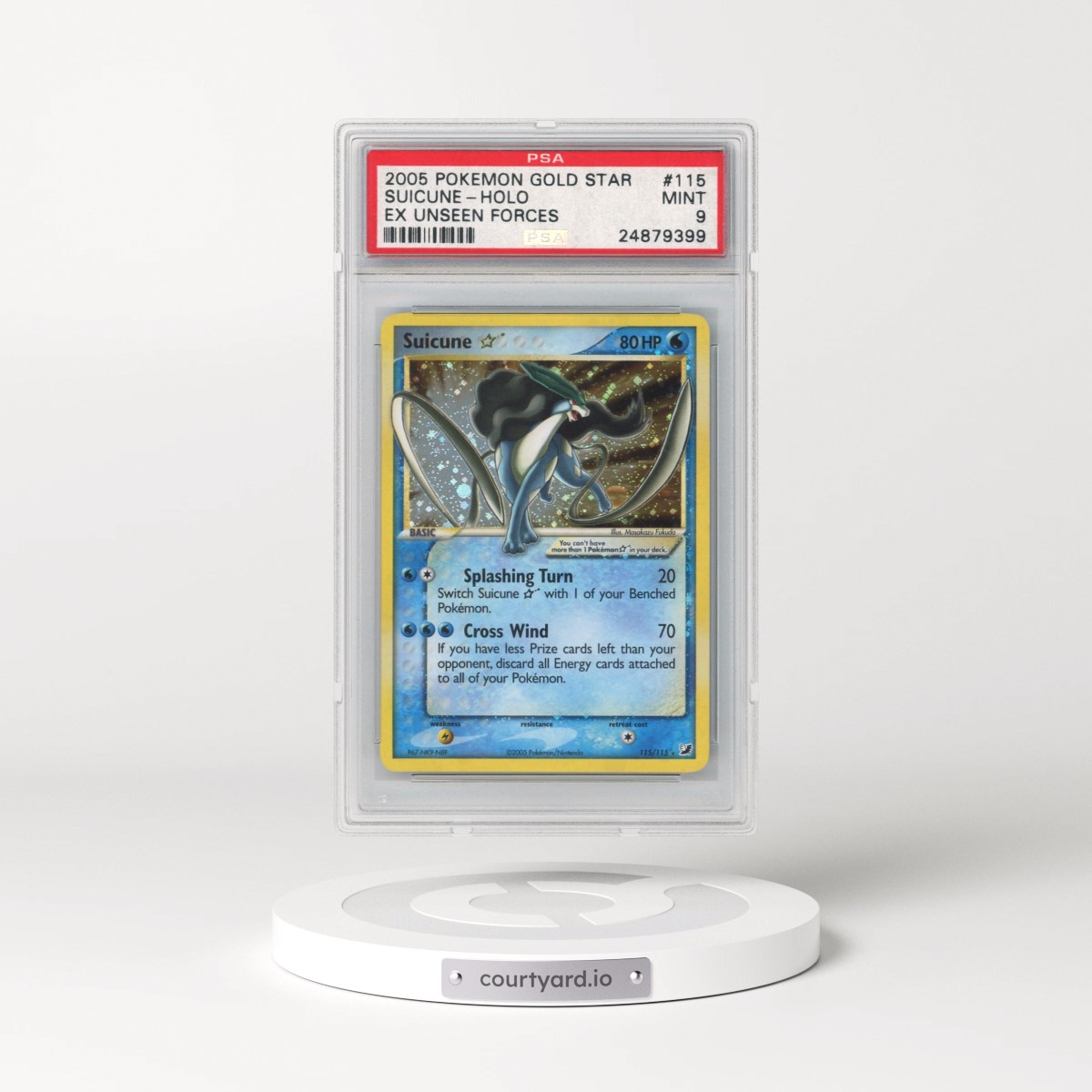 2005 Pokémon EX Unseen Forces #115 Suicune - Holo Gold Star (PSA 9 MINT)