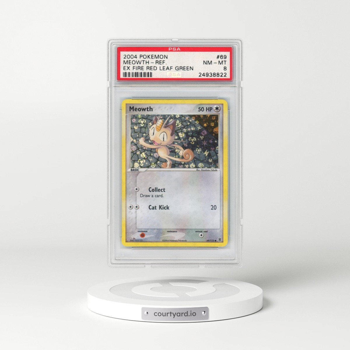 2004 Pokémon EX Fire Red & Leaf Green #69 Meowth - Reverse Foil (PSA 8 NM-MT)