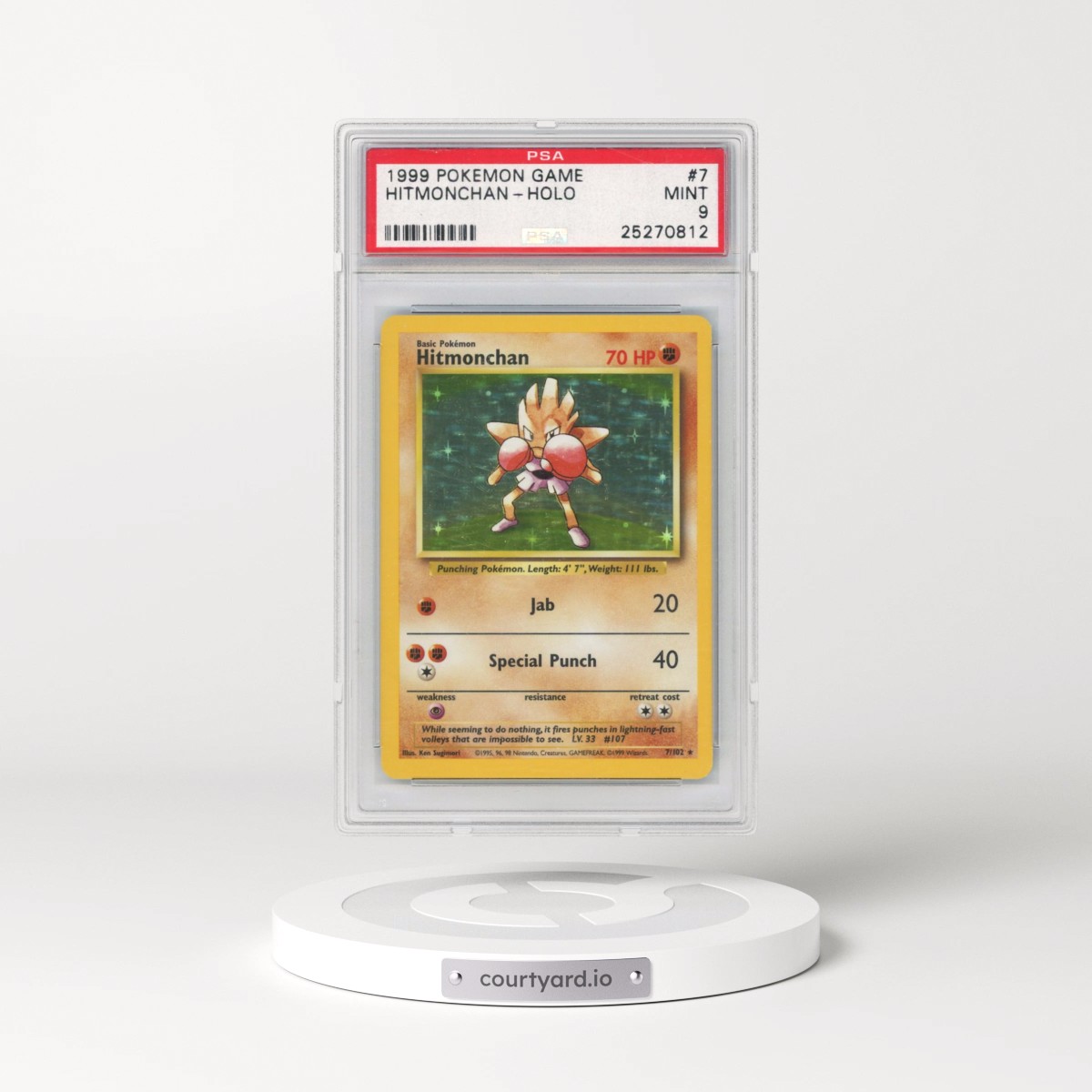 1999 Pokémon Game #7 Hitmonchan - Holo (PSA 9 MINT)
