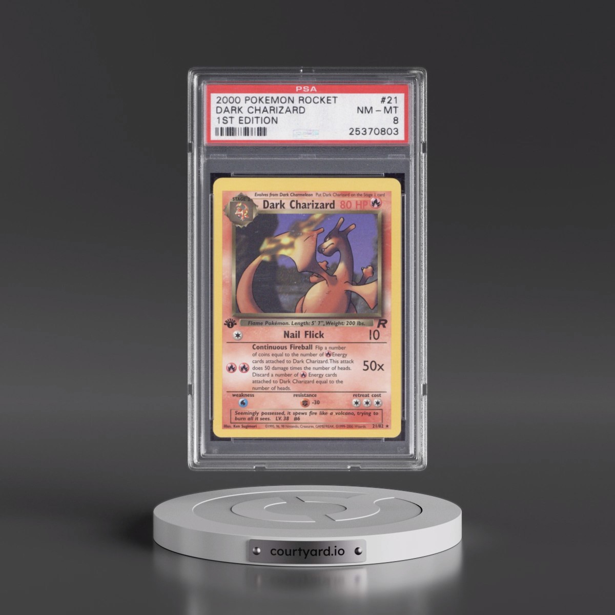 2000 Pokémon Rocket #21 Dark Charizard - 1st Edition (PSA 8 NM-MT)