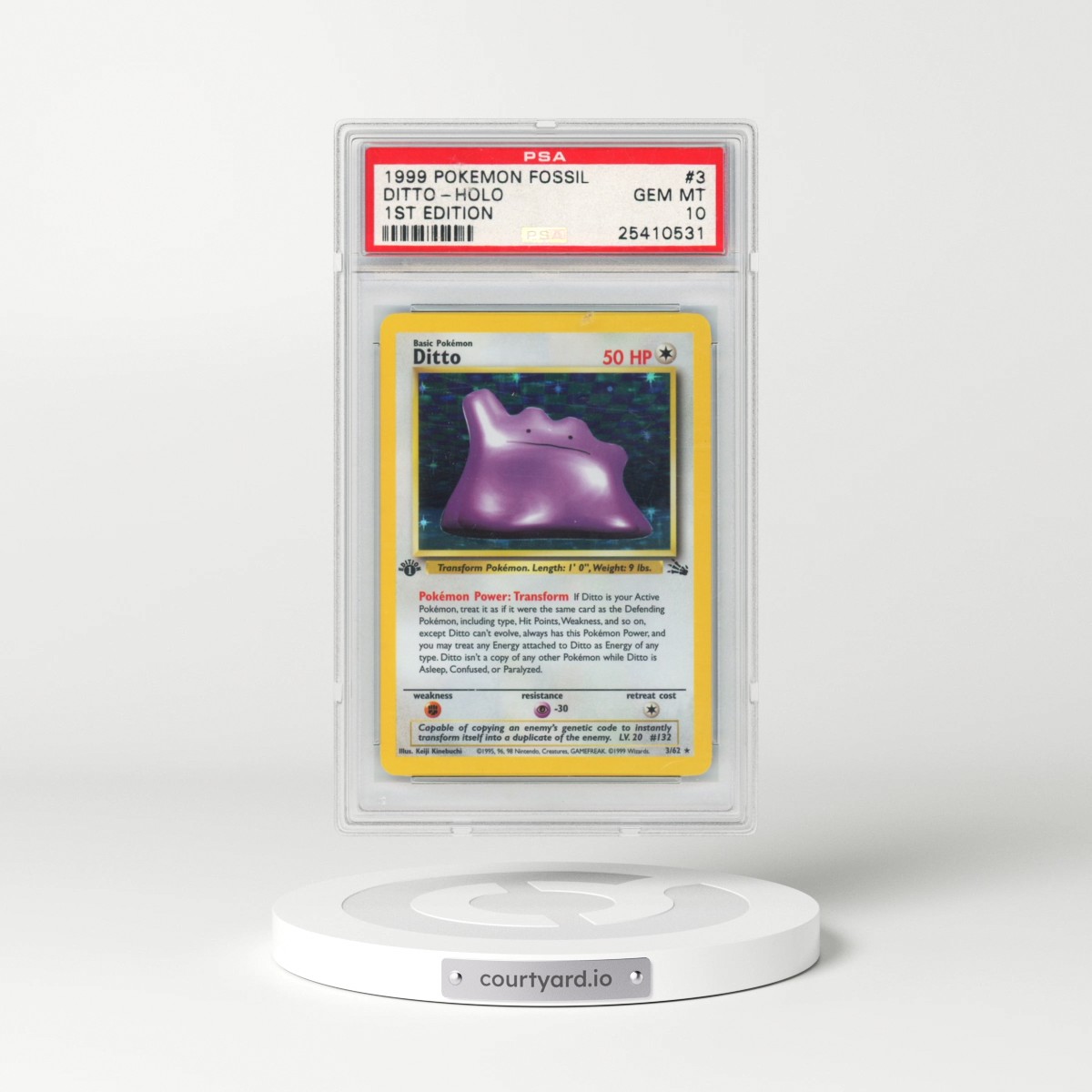 1999 Pokémon Fossil #3 Ditto - 1st Edition Holo (PSA 10 GEM MINT)