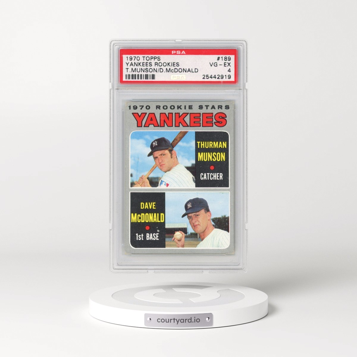 1970 Topps #189 Yankees Rookies - T.Munson/D.McDonald (PSA 4 VG-EX)