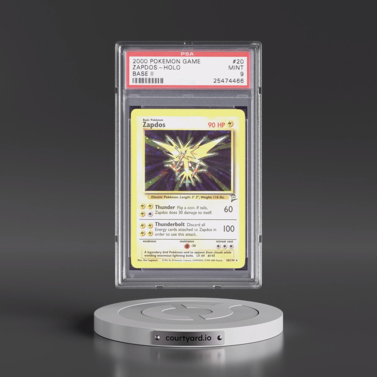 2000 Pokémon Game Base II #20 Zapdos - Holo (PSA 9 MINT)