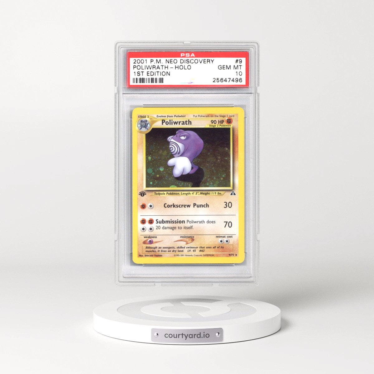 2001 Pokémon Neo Discovery #9 Poliwrath - 1st Edition Holo (PSA 10 GEM MINT) - Photo