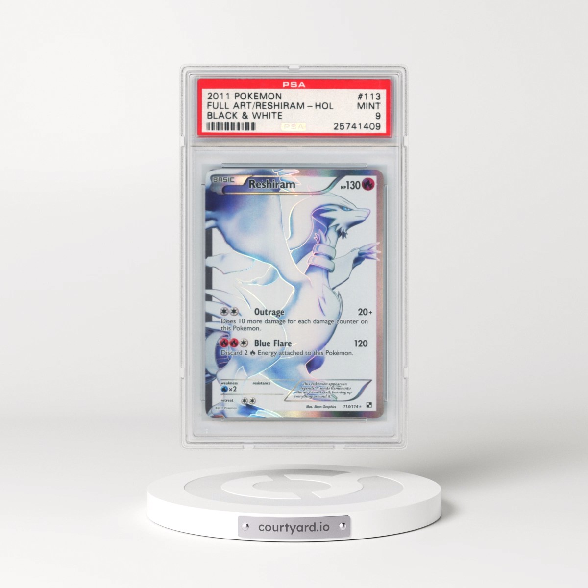 2011 Pokémon Black & White #113 Reshiram - Full Art (PSA 9 MINT)