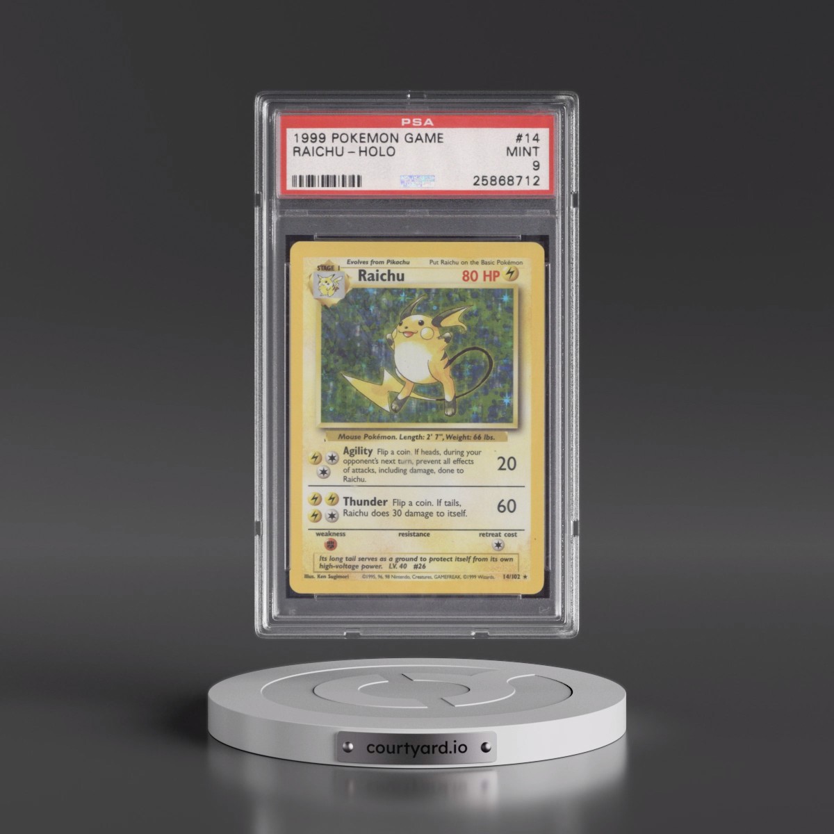 1999 Pokémon Game #14 Raichu - Holo (PSA 9 MINT)