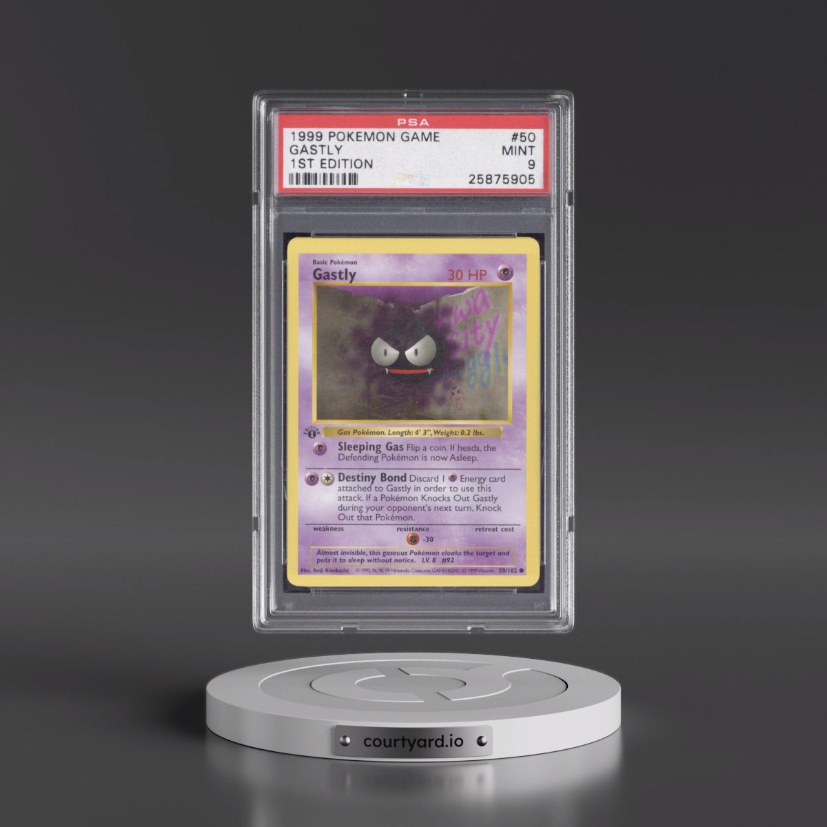 1999 Pokémon Game #50 Gastly - 1st Edition (PSA 9 MINT)