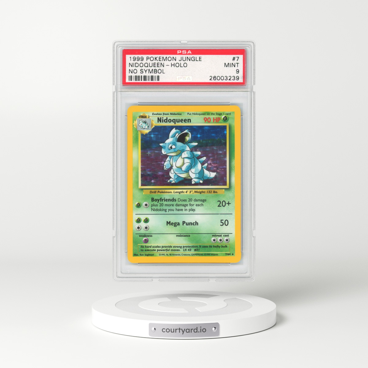 1999 Jungle #7 Nidoqueen - Holo No Symbol (PSA 9 MINT)