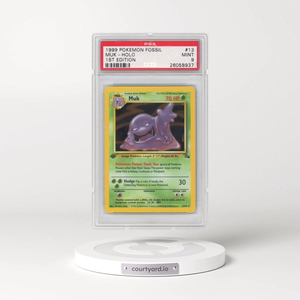 1999 Pokémon Fossil #13 Muk - 1st Edition Holo (PSA 9 MINT)