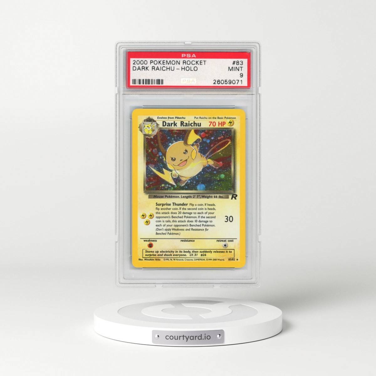 2000 Pokémon Rocket #83 Dark Raichu - Holo (PSA 9 MINT)
