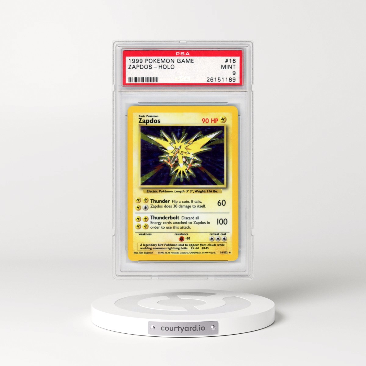 1999 Pokémon Game #16 Zapdos - Holo (PSA 9 MINT)
