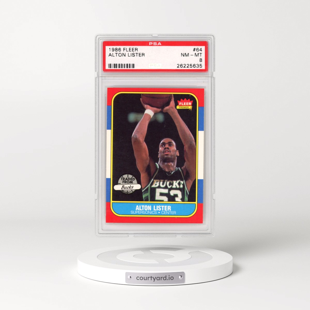1986 Fleer #64 Alton Lister (PSA 8 NM-MT)