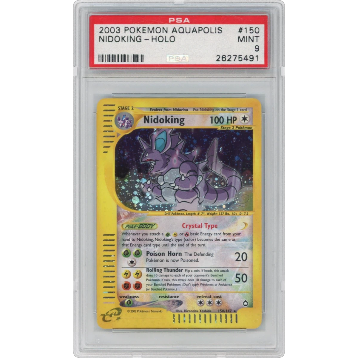 2003 Pokémon Aquapolis #150 Nidoking - Holo (PSA 9 MINT)