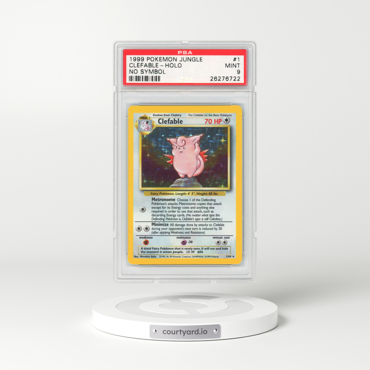 1999 Jungle #1 Clefable - Holo No Symbol (PSA 9 MINT)
