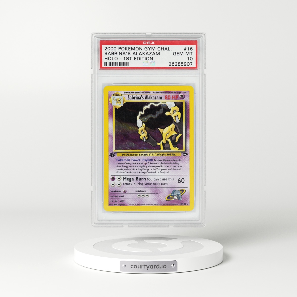 2000 Gym Challenge #16 Sabrina's Alakazam - 1st Edition Full Art Holo (PSA 10 GEM MINT)